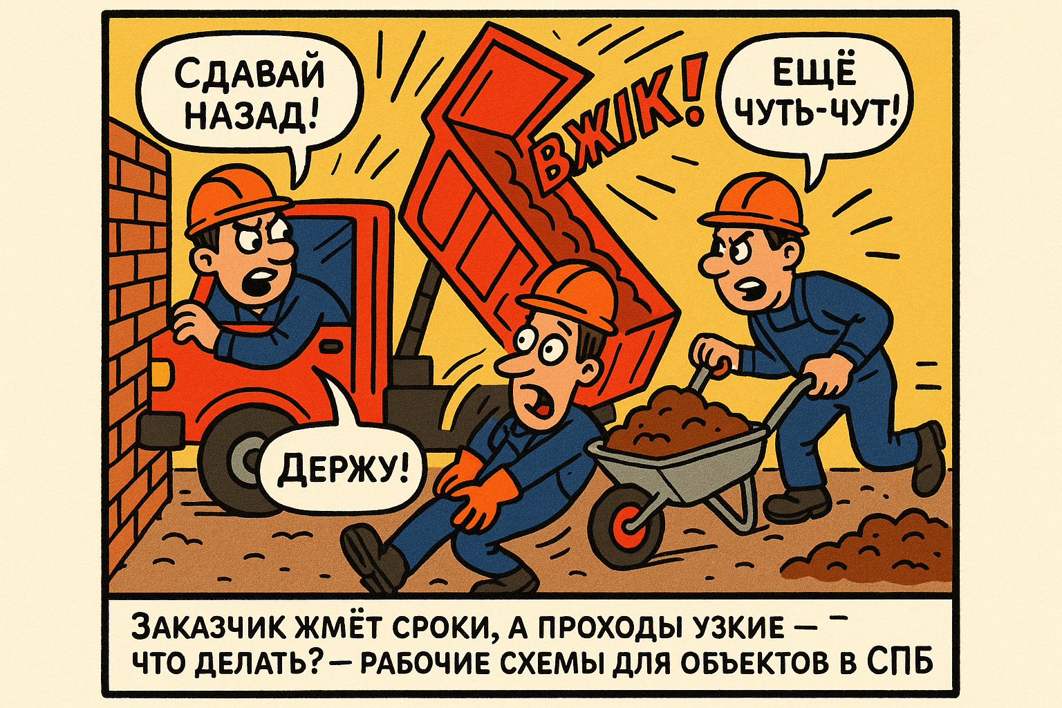 Организация работ с малогабаритной техникой в узких проходах Санкт-Петербурга.