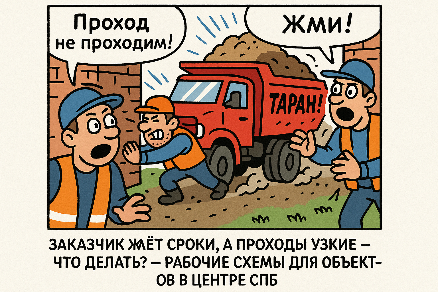 Работник использует малогабаритную мототележку для перемещения грузов в узком проеме в центре Санкт-Петербурга, демонстрируя практическое применение техники в условиях ограниченного пространства.