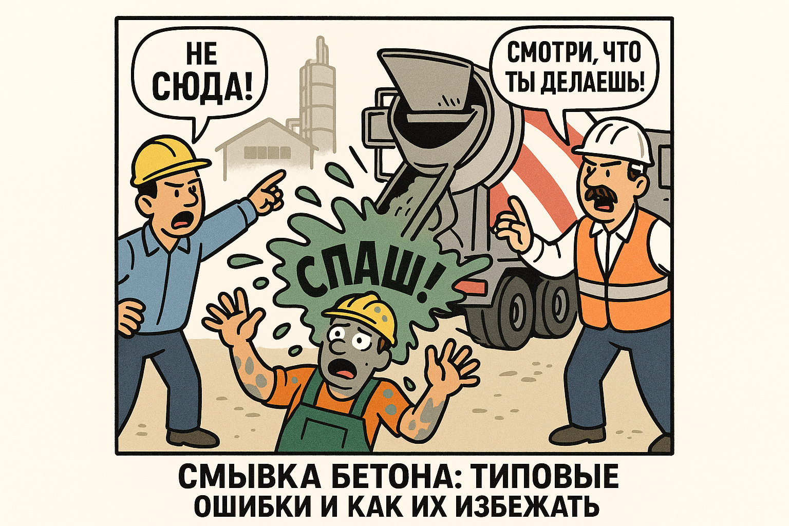 Процесс смывки бетона с инструментарем, наглядно демонстрирующий типовые ошибки и рекомендации по их предотвращению для обеспечения безопасности работ.