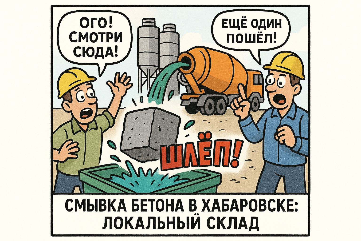 Рабочие, осуществляющие смывку бетона в Хабаровске, используют специальное оборудование. На заднем плане видны участки, подлежащие очистке, а также меры безопасности, соблюдаемые во время работы.