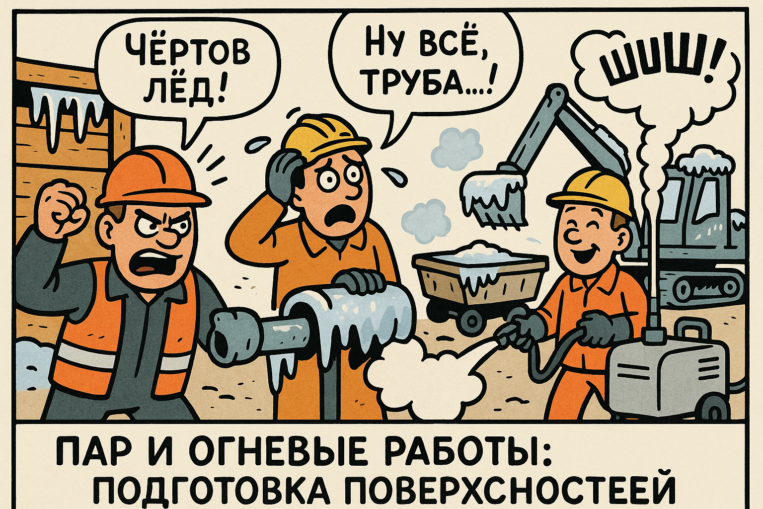 Подготовка поверхности для огневых работ с помощью пара, демонстрация безопасного и безхимического метода.